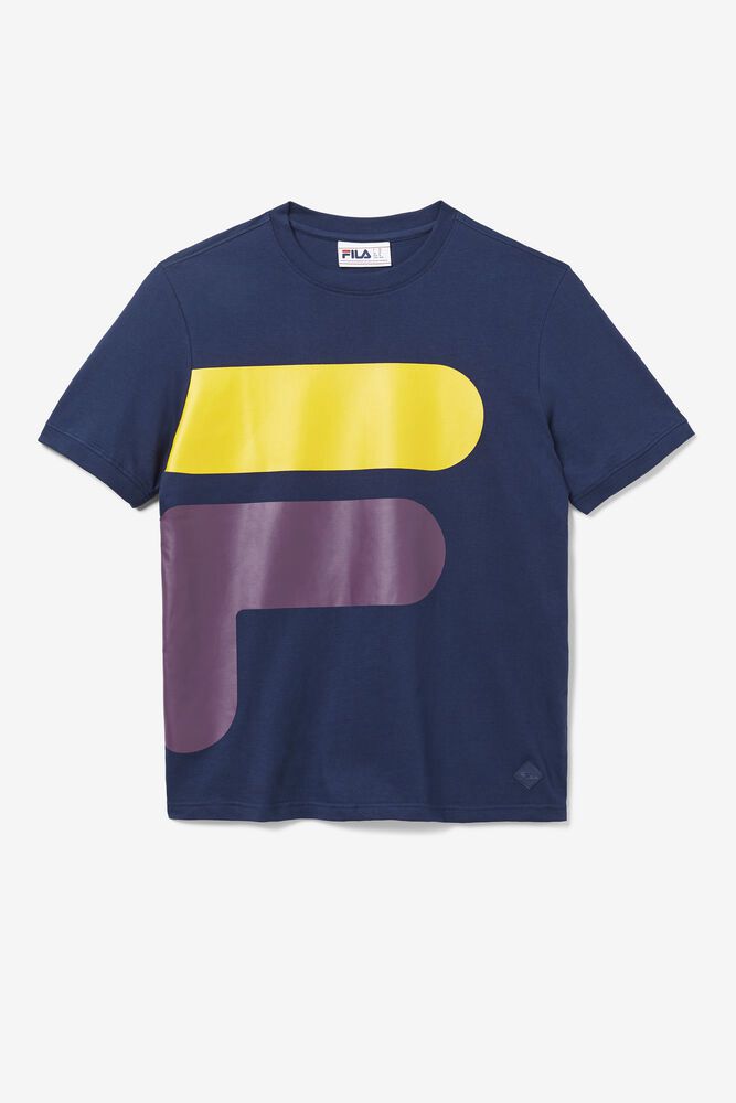 Fila Corp Navy T-Shirt Mens - NZ 03954-FEIR